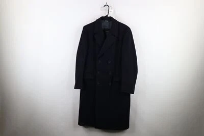 Vtg 70s Pierre Cardin Mens 40R Heavyweight Wool Trench Coat Overcoat Navy USA - Image 1 of 4