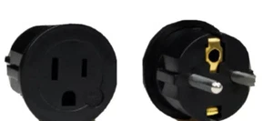 US Flat Pin Plug Adapter to European Plug Adapter Type E USA to Europe Round Pin - Picture 1 of 2