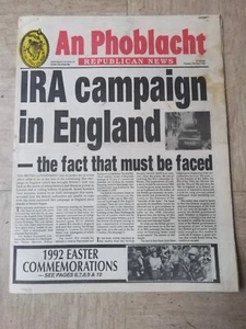 Irish Republican Newspaper An Phoblacht, 1992,IRA Campaign In England Headline. - Picture 1 of 9