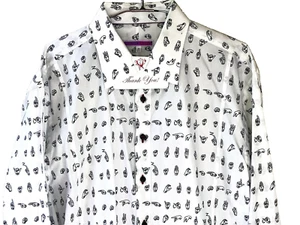 COTON DOUX *NEW* UNIQUE PRINT SHIRT AMERICAN SIGN LANGUAGE 42/16 1/2 - Picture 1 of 13