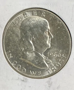 1960-D Franklin Silver Half Dollar AU - Picture 1 of 2