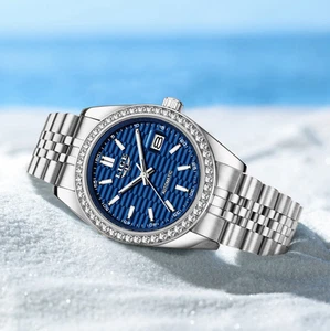 Waterproof Mens Watch Stainless Steel Automatic Mechanical Calendar Wristwatch - Picture 1 of 8