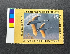 Estampillas WTD - #JDS25 2017 - Estampilla de pato junior de Estados Unidos - Como nueva sin usar **Bien centrada** - Imagen 1 de 2