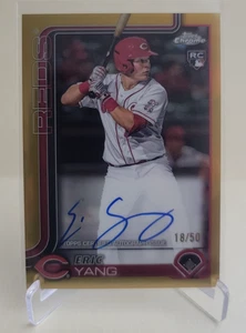 2025 TOPPS CHROME ERIC YANG GOLD REFRACTOR AUTO RC #RA-YANG Ser #18/50 REDS - Picture 1 of 2