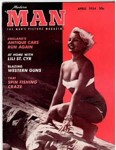 Vintage MODERN MAN Magazine Apr. 1954 Barbara Payton Cover, Lili St. Cyr, Others - Imagen 1 de 3