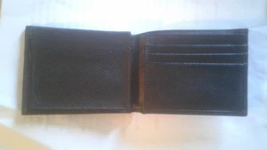 Cartera de cuero de grano completo plegable negra Calvin Klein CK para hombre - Imagen 1 de 5