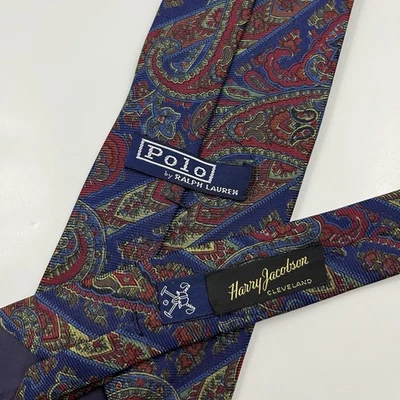Polo Ralph Lauren Hand Blocked in England Early Vintage Paisley Madder Wide Tie - Image 1 of 4