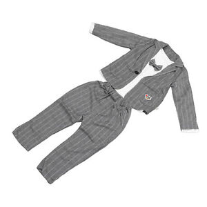 Boys Suits Set Shirt Pants Bow Tie Decor Gentleman Clothing Outfits(Grey 110 NOW