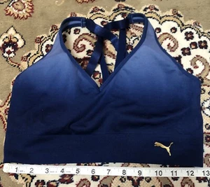 Puma Sports Bra Blue Ombre Gold Medium - Picture 1 of 7