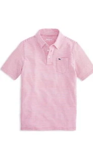 NWT Vineyard Vines Boys EDGARTOWN Strip Polo- Capri Blue Size Large 16 - Picture 1 of 2
