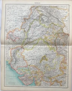 Original/Antique 1902 Map/India/South Asia/Bartholomew/Print - Picture 1 of 11