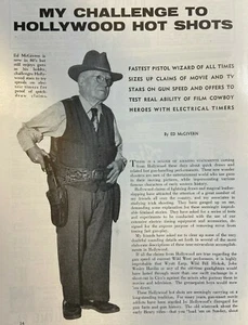 1957 Ed McGivern Challenges Hollywood Hot Shot Cowboys illustrated - Picture 1 of 4