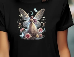 Enchanted Fairy Floral Art T-Shirt - Picture 1 of 4