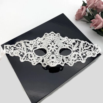 Lace Masquerade Eye Mask BLACK Gothic Fancy Dress Ladies Hen Party Halloween new - Image 1 of 4