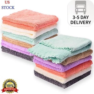 Kyapoo Baby Washcloths 12 Pack 12x12 Inches Microfiber Coral Fleece Extra Absorb - Picture 1 of 10