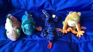 Ty Beanie Baby Lot of 4 Reptiles & Amphibians - Pre-owned - Picture 1 of 12