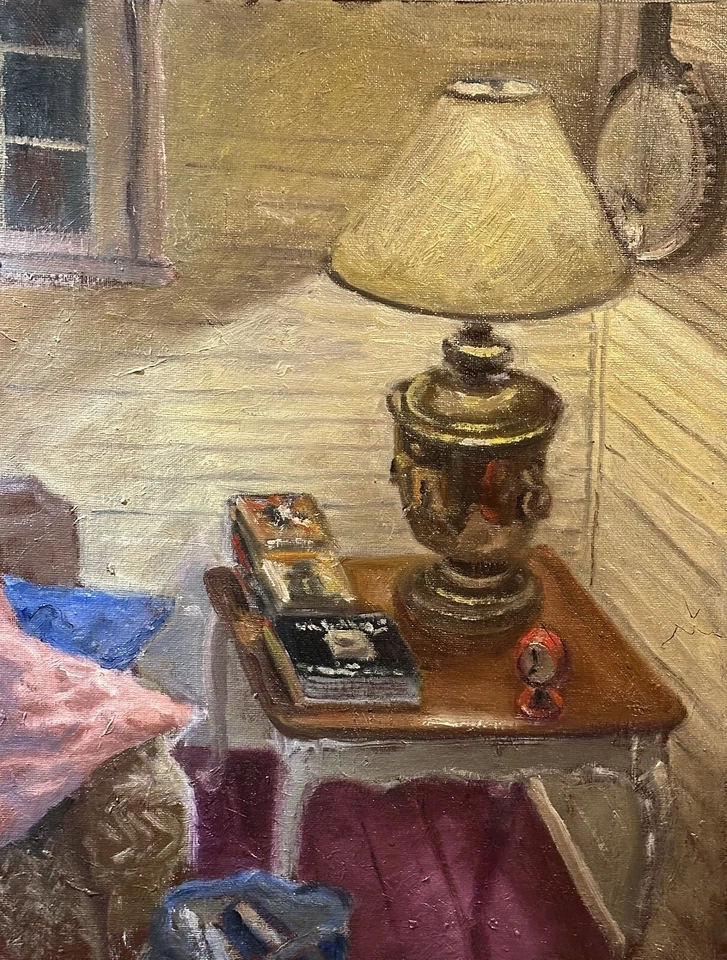 Interior de cabaña #1 - Pintura al óleo original Foto 1 de 1