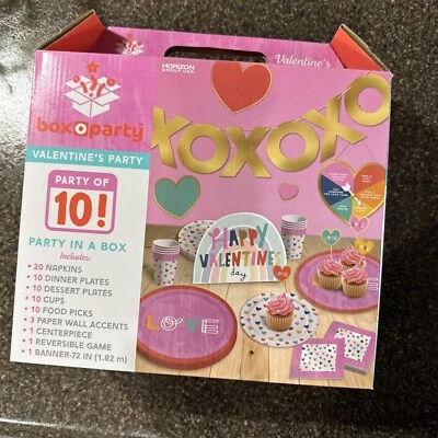 New Party In A Box Valentine’s Party Of 10 - Box O Party-Horizon Group 66 Pieces - Image 1 of 4