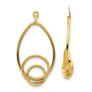 14k Yellow Gold Polished Fancy Teardrop Earring Jackets 1.25gm L-28mm, W-13mm - Picture 1 of 3