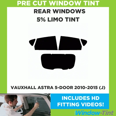 Pre Cut Window Tint for Vauxhall Astra 5-door 2010-15 (J) 5% Limo Black Rear - Image 1 of 4