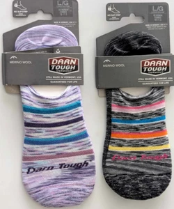 2 PAIRS DARN TOUGH NO SHOW HIDDEN SOCKS GRAY & PURPLE WOMEN'S LARGE 10-11.5 - Picture 1 of 1