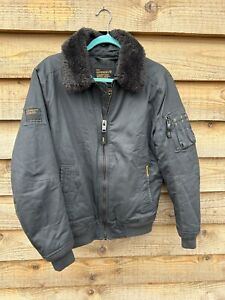Super Dry Bomber Jacket With Fur Collar