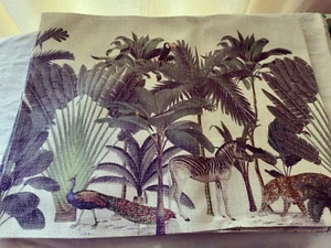 Set of 4 Mustard & Gray Jungle Design Fabric Placemats - Picture 1 of 8