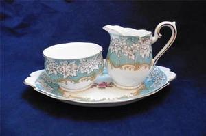 Mini crema Royal Albert Enchantment y azúcar abierto con bandeja Usada en excelente condición - Imagen 1 de 9