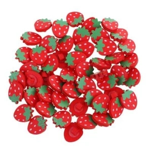 50 Pieces 21mm Strawberry Shape Wooden Buttons Embellishment - Picture 1 of 7
