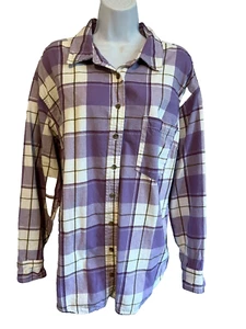 Universal Thread Size 2XL Purple Plaid Long Sleeve Flannel Shirt - Picture 1 of 9