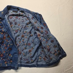 New Directions Jacke Cottagecore Blumen bestickt jeansblau Damen XL - Bild 1 von 7