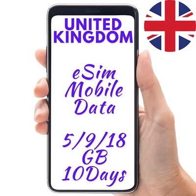 United Kingdom (UK) Mobile Data eSim | 5GB-18GB For 10 Days | Holidays Vacations - Image 1 of 4