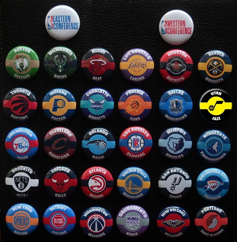 NBA Team Individual Magnets - Choose From List - 1 1/2 Inch Round Magnet Cover