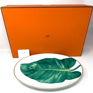 BNIB Hermes Green Leaf Passifolia Medium Oval Serving Platter Plate - Picture 1 of 6