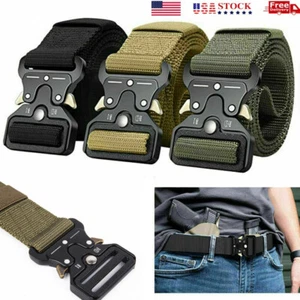 MEN Casual Military Tactical Army Adjustable Quick Release Belts Pants Waistband - Picture 1 of 13