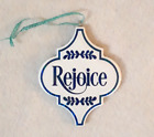 Rejoice Christmas Ornament Handmade Arabesque Ceramic Tile Ornament Blue White