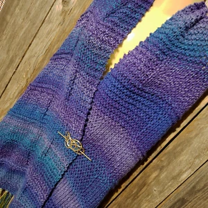 NEW Blue Purple Mix Stitch Hand Knit Knitted Shawl Wrap Scarf Chunky Ombre - Picture 1 of 6
