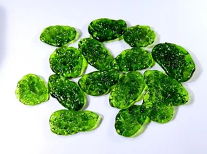 252 Ct WHOLESALE LOT DRUSY SYNTHETIC Green MOLDAVITE GLASS Gemstone WA-248 - Picture 1 of 5