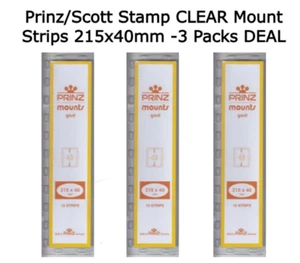 45 sellos Prinz/Scott monturas transparentes calidad de archivo 215 mm x 40 mm 3 paquetes oferta NUEVO - Imagen 1 de 6
