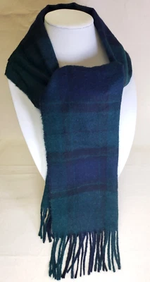 Cachecol GEOFFREY BEENE em verde, azul, preto ~ Feito de 100% lã pura na ITÁLIA - Imagem 1 de 4