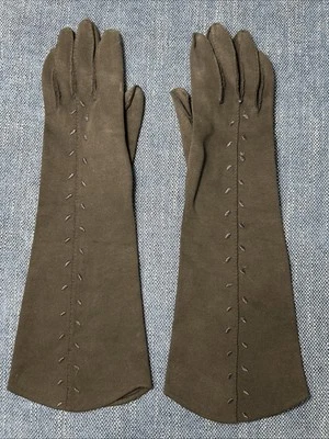 Guantes negros vintage de nailon hasta el codo para damas talla 6 1/2 noche Foto 1 de 4