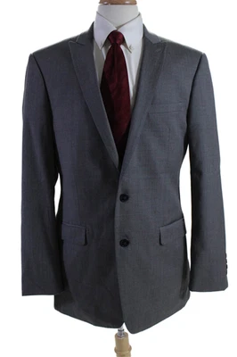 Мужской шерстяной серый экстремальный приталенный блейзер Calvin Klein с длинным рукавом размер 42L - Изображение 1 из 4