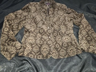 Chaqueta Blazer Willi Smith Vintage Floral Tapiz Marrón Pana Talla 6 Foto 1 de 4