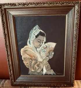 Spanish Lady Painting By Selma, Al. Artist Evelyn Calhoun Youngblood. 14” X18” - Picture 1 of 5