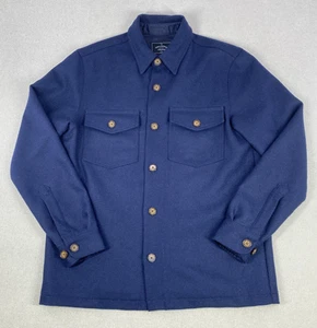 Camisa Franela Portuguesa Para Hombres M Azul 100% Lana Virgen Forrada Sobre-Camisa Cazadora - Imagen 1 de 17