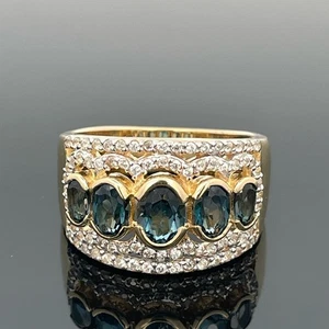 SCHMUCKJAGD RING GR. 19 (CA.60) 925/-SILBER VERGOLDET MIT BLAUTOPAS & ZIRKON - Bild 1 von 3