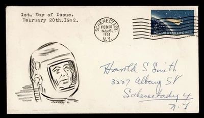 DR WHO 1962 FDC SPACE PROJECT MERCURY SCHENECTADY NY CONNELLY HAND DRAWN M62798 - Image 1 of 2