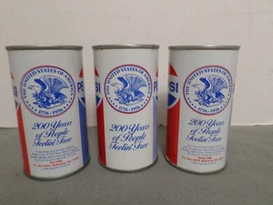 Pepsi Cola Soda Metal 12oz Can 1976 Bicentennial 3 different - Picture 1 of 5