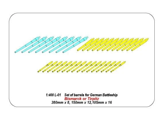 Aber	S 1:400 L-01	 Jeu de canons pour cuirassé allemand : Bismarck, Tirpitz - Photo 1/1