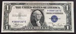 1935 C Silver Certificate note lightly circulated $1.00 one Dollar HE Block #888 - Picture 1 of 2